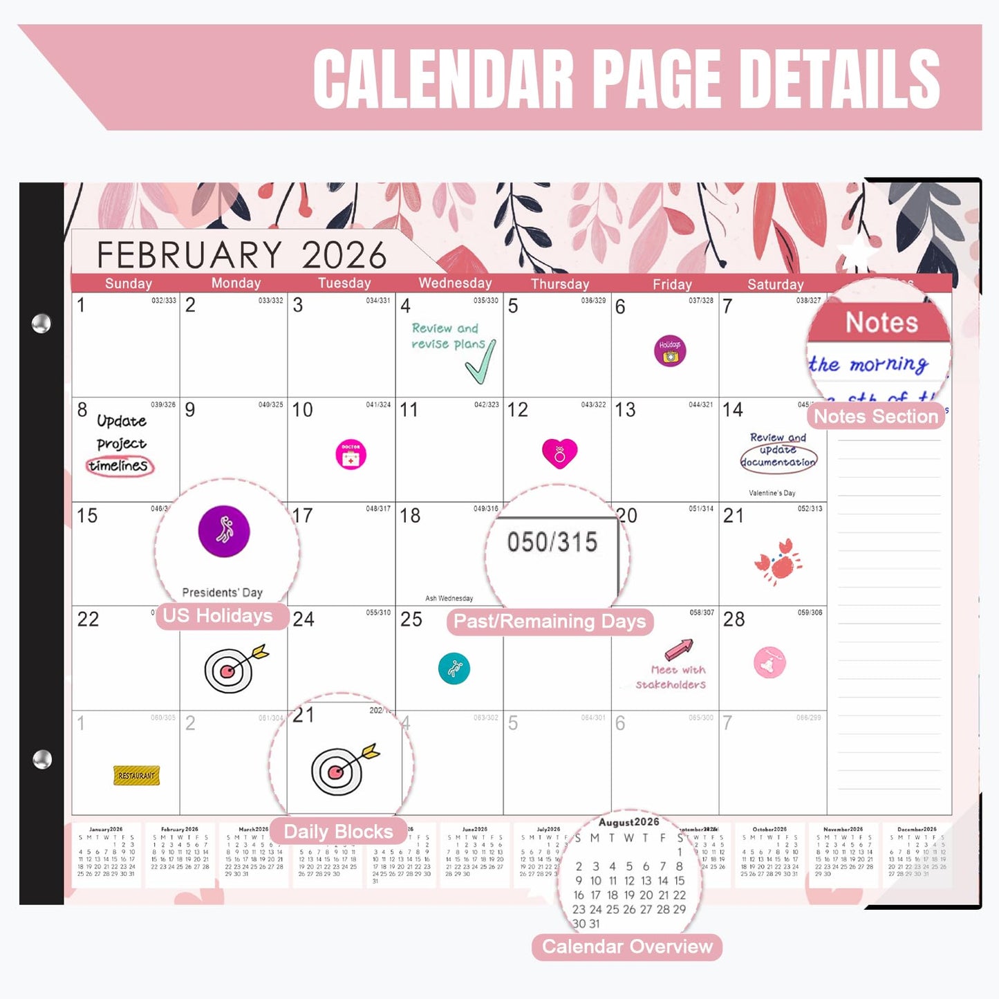 Gannyfer Desk Calendar 2026-2027, 18-Month Large Desk Calendar, Use Now Through June 2027, 22" x 17" Desktop Pad Calendar, Perfect for Your Home, School, or Office (6 Stickers Included)