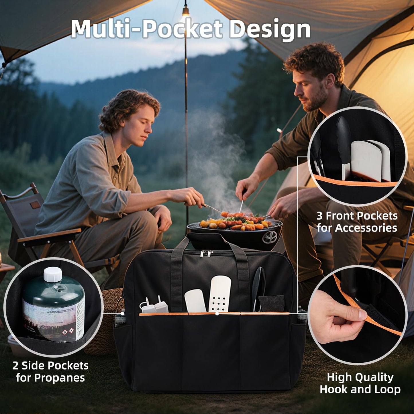 NOELIFE Carry Bag for Blackstone 22 inch Tabletop Griddle with Hood Lid, Reinforced Hardware & Rip-Proof Heavy Duty Fabric, Outdoor BBQ Grill Carrying Case, Black (Bag Only)