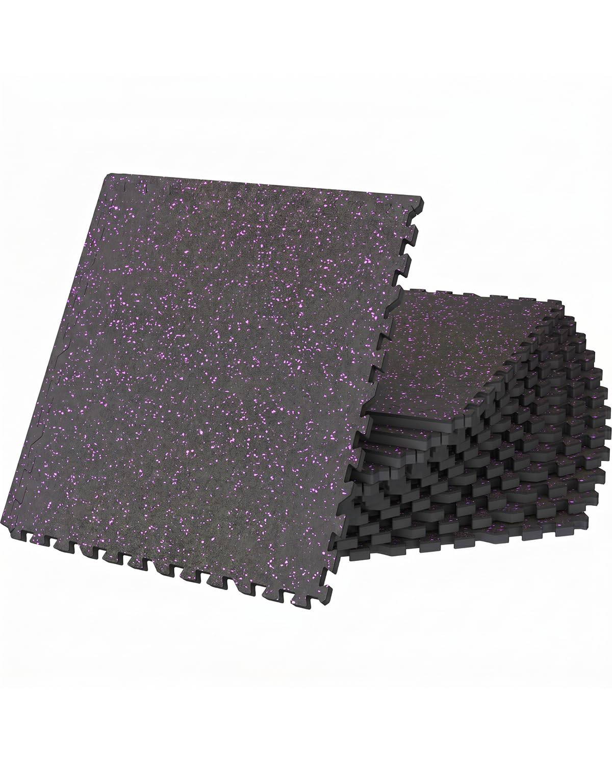 Vivaluz 0.56 Inch Thick 48 Sq Ft Gym Flooring for Home Gym, 12 Tiles Robust Rubber Top with Eva Foam Exercise Equipment Mats, Protective Flooring Puzzle Mat for Fitness Room