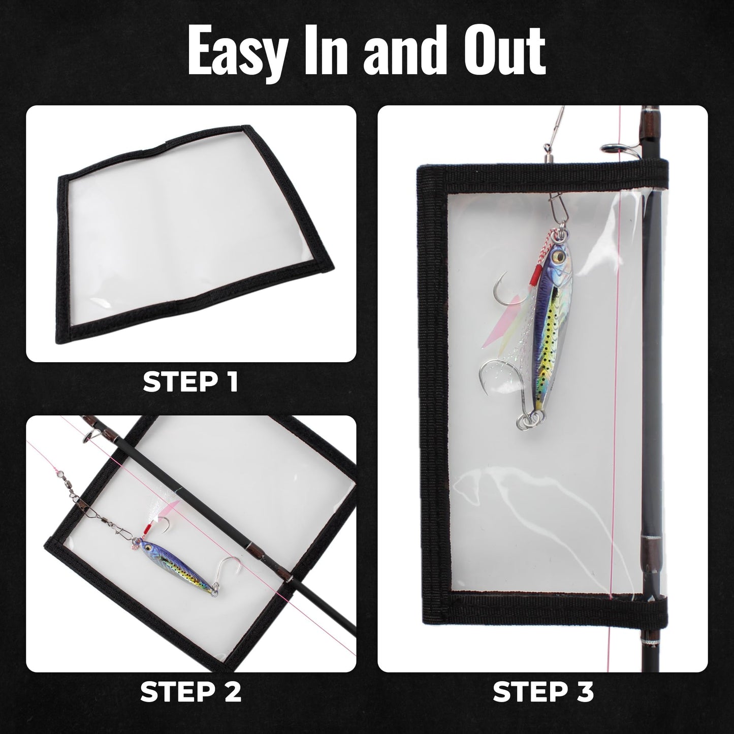 CASTSTRIKE 6PCS Fishing Lure Wraps Hook Safety Cover, Clear PVC Lure Protector for Treble Hooks, Bait Storage, Tangle‑Free Safe Fishing + Rod Tip Protector, Saltwater Safe (3M+3L)