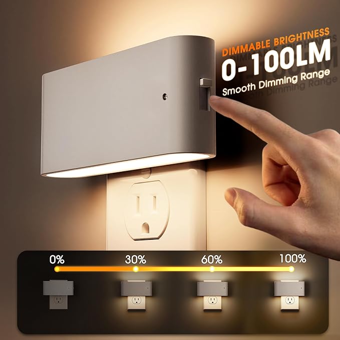 Briignite Night Lights Plug into Wall, LED Night Light with Dusk to Dawn Light Sensor, 2 Pack,Dimmable Night Light Plug in, 3000K Soft White Nightlight for Kids Room Bedroom Hallway Kitchen