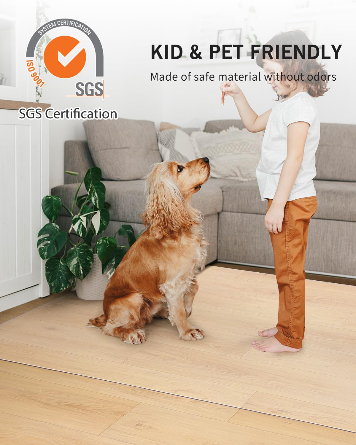 FURKIT Area Mat for Floor, 8'×10' Transparent PVC Area Rug for Home, Waterproof Durable Hard Floor Protector for Dining Room, Large Anti-Scratch Floor Mats for Bedroom, Living Room