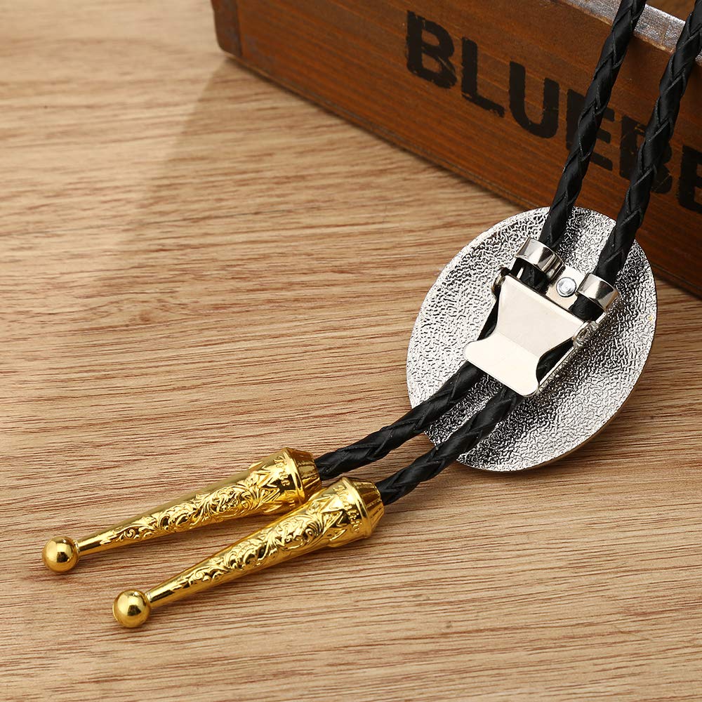 HOEACXY Initial Bolo Tie for Men Leather Cowboy Necktie Letter M Name Bola Accessories Personalized Gift for Him