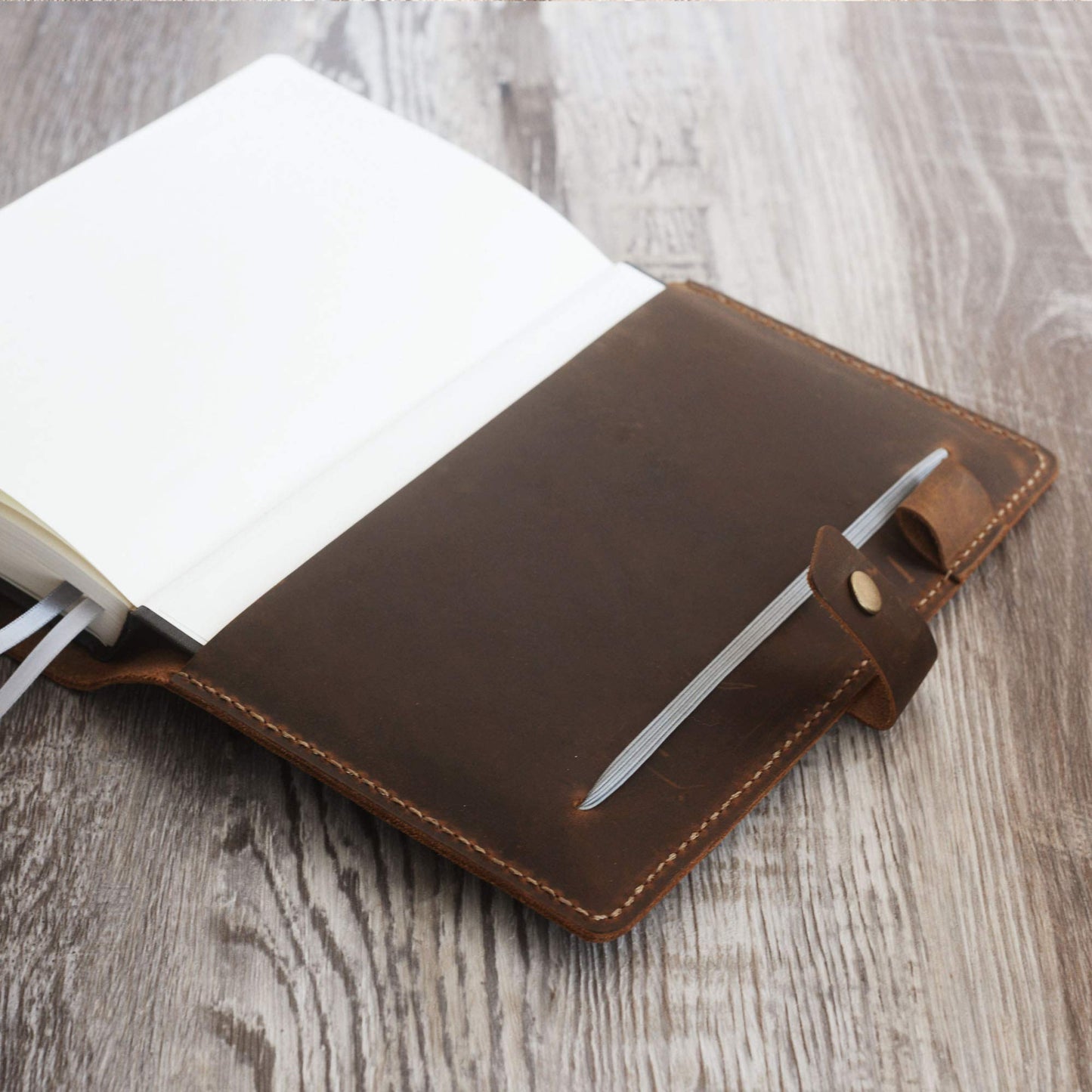 Distressed Leather 5 x 8.25" Notebook Cover Compatible with Moleskine Classic Cover Larger size, Portfolio Agenda Cover Diary Cover, 307M