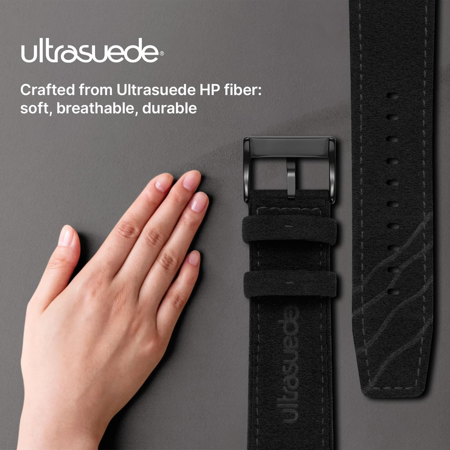 Bandletic Suede Leather Band Compatible with Apple Watch Bands for Men Women, Soft Strap for iWatch Ultra 3 2 Band 49mm, Series 11 10 (46mm), 9 8 7 (45mm), SE3 SE2 SE 6 5 4 (44mm), 3 2 1(42mm), Black