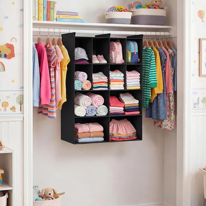 Ofiray-home 4 Tier Hanging Closet Organizer, 12 Compartments Sweater Organizer