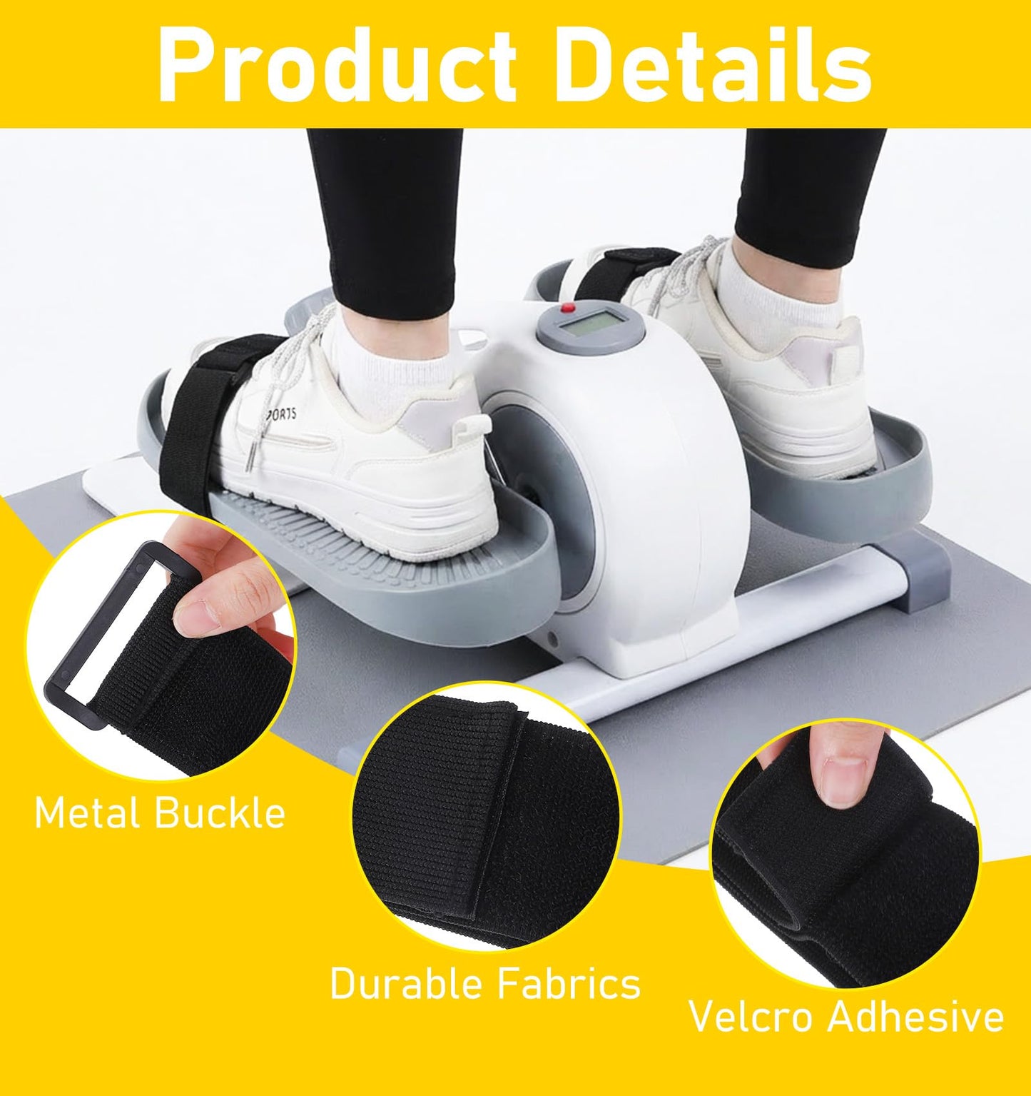 2PCS Bike Pedal Straps, Black Adjustable Leg Exerciser Traction Straps, Secure Stability for Elliptical Exercise Machine Under Desk Seniors Workout (Adjustable Length: 12.7-17.5 Inch)