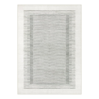 Morebes Modern 5x7 Washable Rug for Living Room, Geometric Stain-Resistant Soft Bedroom Rug, Non Slip Low Pile Indoor Carpet for Dining Room Home Office (5'x7',White)