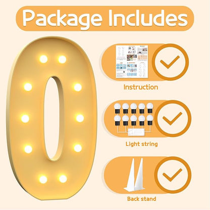 Marquee Numbers 4 Feet Tall Large Light Up Numbers 40th 50th 60th Birthday Decorations Women Men Big Yellow Light Outdoor Anniversary Decorations Balloon Arch Kit Party Backdrop 0