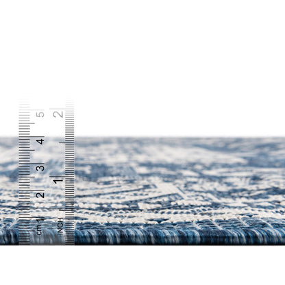 Rugs.com - Outdoor Aztec Rug – 9' x 12' Blue Indoor/Outdoor Rug – Washable Stain-Resistant Flatweave for Patios, Decks, and Porches