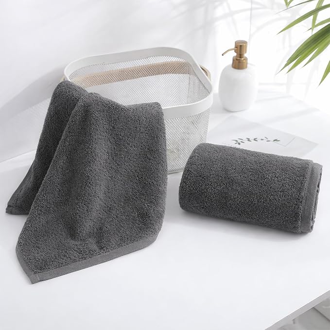 SEMAXE Gray Hand Towels for Bathroom, Quick-Drying, Easy Care