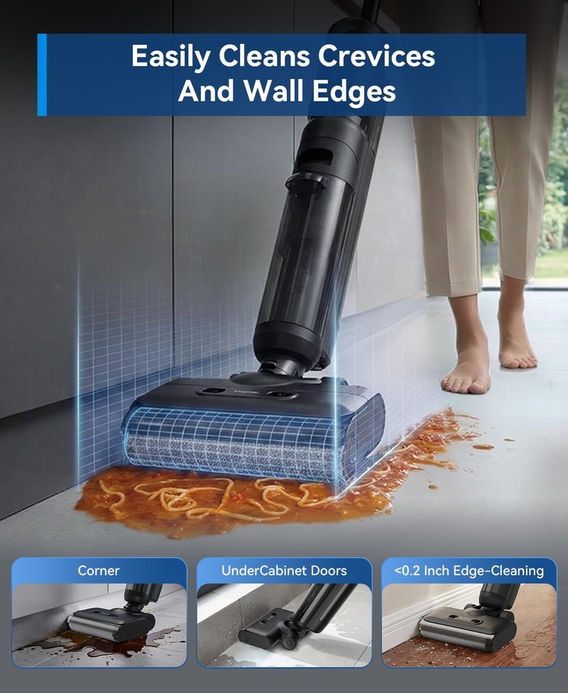 Redroad Wet Dry Vacuum Cleaner,22KPa Wet Dry Vacuum Mop with Self-Cleaning,Cordless Vacuum Mop All in One,Up to 75 Mins Runtime,One-Step Self Cleaning,Anti-Tangle Design,SmoothDrive Tech,Lightweight