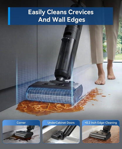 Redroad Wet Dry Vacuum Cleaner,22KPa Wet Dry Vacuum Mop with Self-Cleaning,Cordless Vacuum Mop All in One,Up to 75 Mins Runtime,One-Step Self Cleaning,Anti-Tangle Design,SmoothDrive Tech,Lightweight