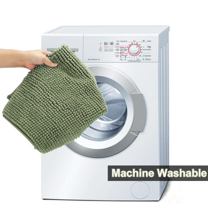 Urvoix Bathroom Rugs Sets 3 Piece, Non-Slip Chenille Bath Rug - Ultra Soft, Washable, Super Absorbent Bath Mat for Bathroom, Toilet and Tub (Sage Green)