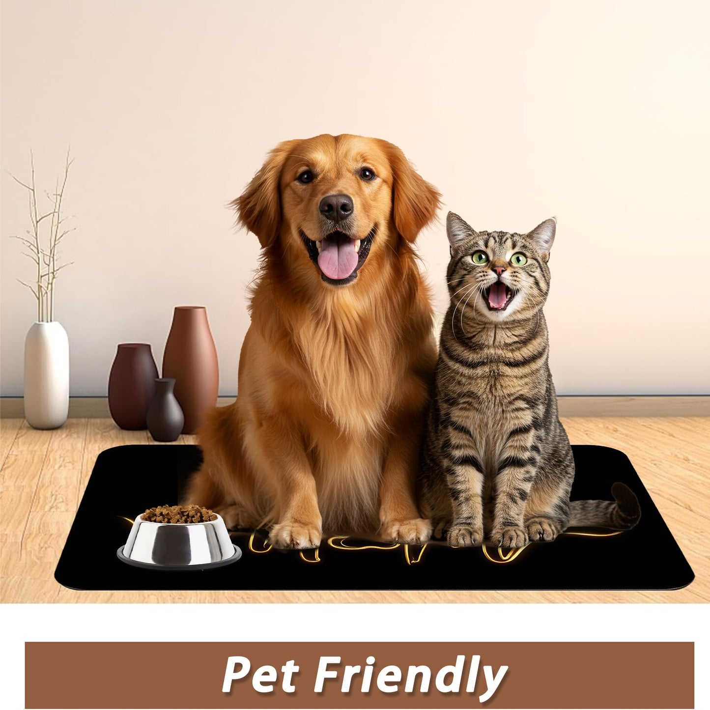 Dog Mom Food Mat for Floors,Absorbent Quick-Dry Pet Feeding Mat,Cat Dog Bowl Mats for Food and Water,Non-Slip Pet Accessories Supplies 16"x24"
