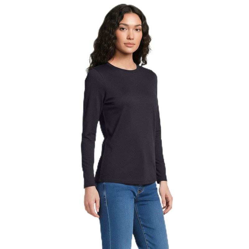 Lands' End Womens Long Sleeve Relaxed Supima Cotton Crew Neck T Shirt Black Plus 3X