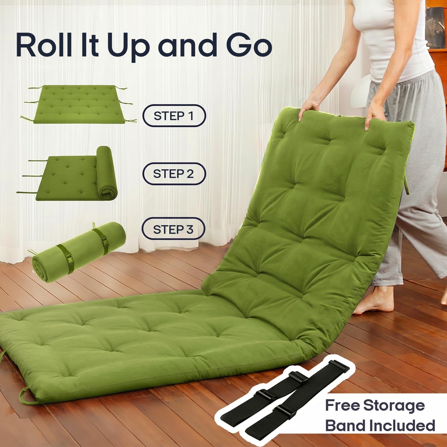 Syrinx Japanese Floor Futon Mattress Twin Size 75"x39", Thicken Foldable Lazy Floor Bed for Adults, Roll Up Lounger Tatami Sleeping Mat, Water Resistant Futon Tatami Mattresses for Home, Travel.