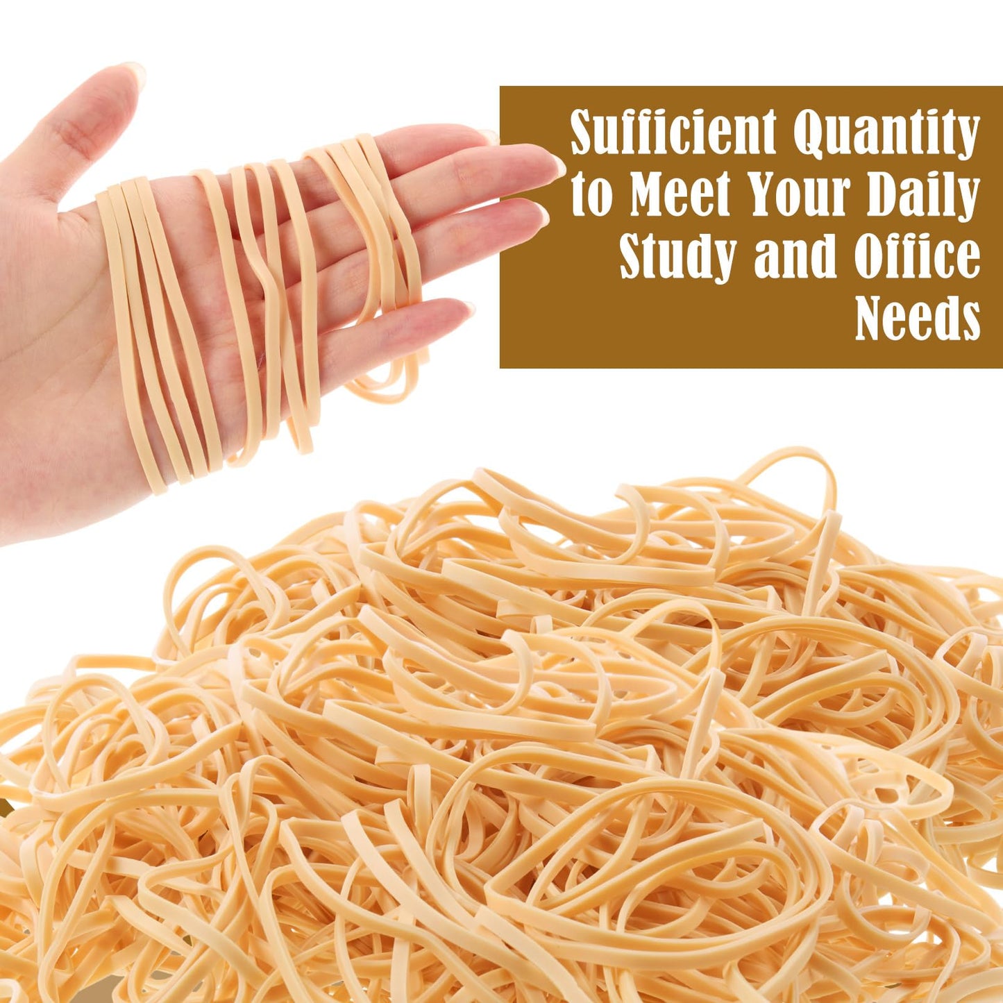Marspark 5 lb Size 33 Rubber Bands Bulk Beige Soft Strong Elastic Rubber Bands for Office Supplies Trash Cans File Folders