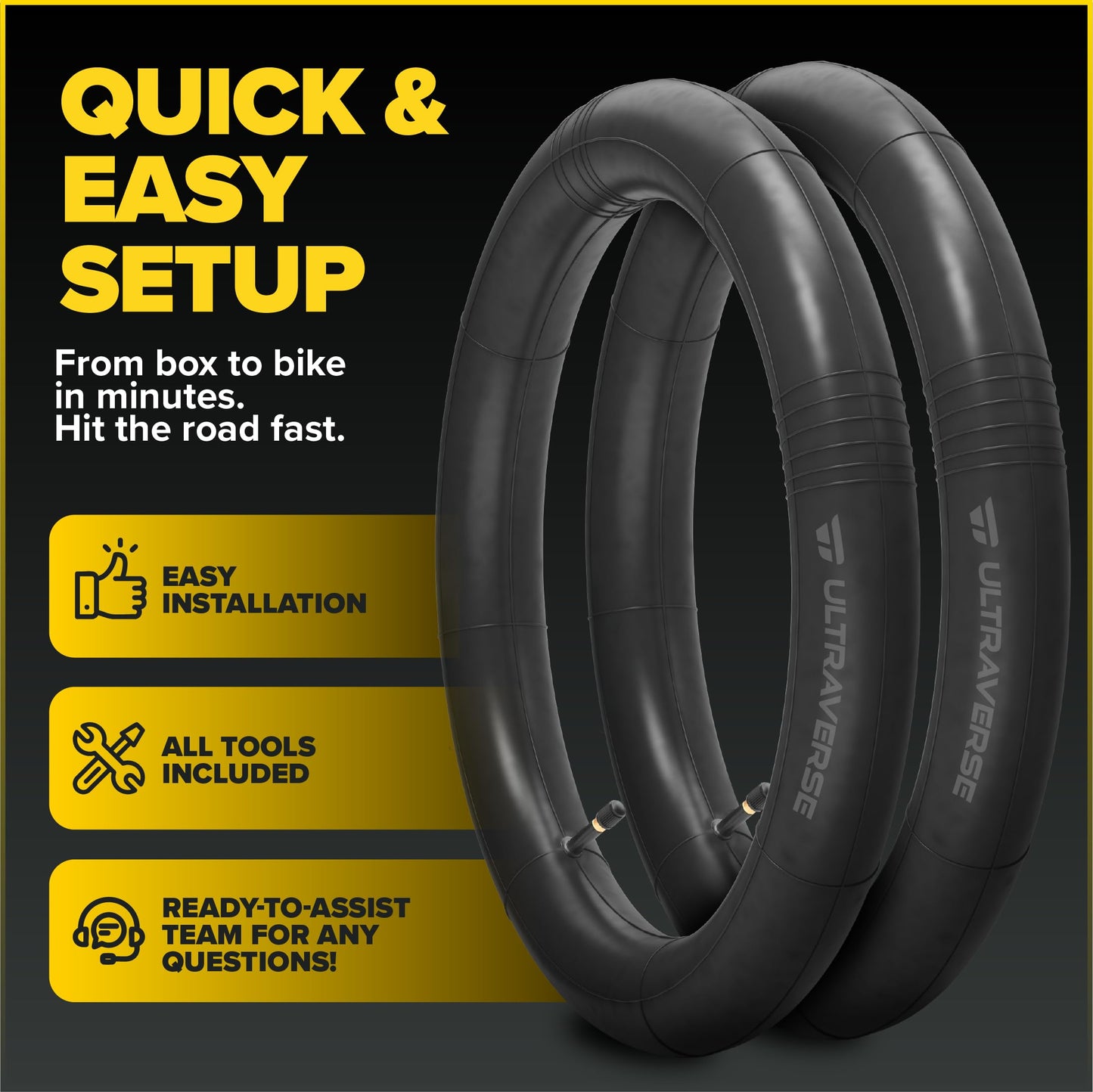 Ultraverse 27.5" Bike Inner Tubes 27.5 x 1.75, 1.95, 2.10, 2.125 – Butyl Rubber Bicycle Tubes with Schrader Valve – Compatible with Mountain, Cruiser, City & E-Bikes – Set of 2