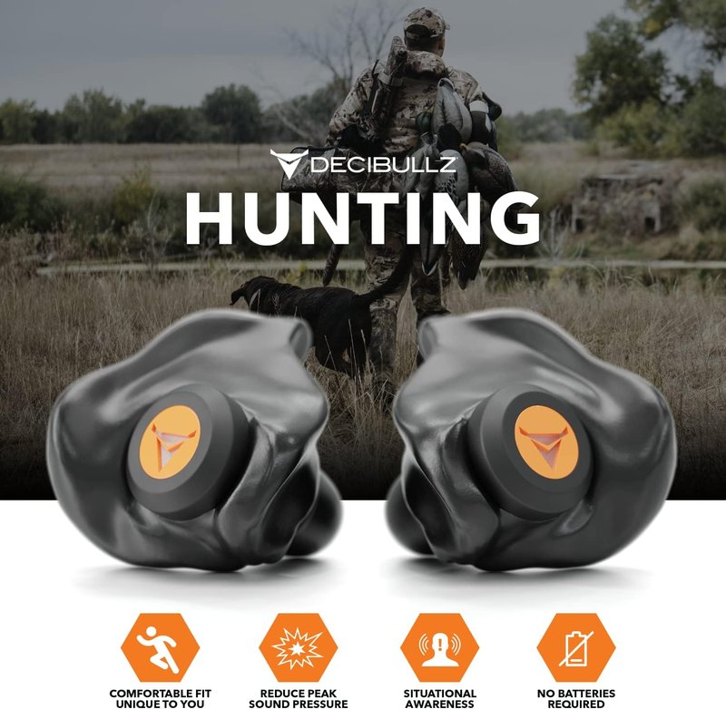 Decibullz Moldable Earplugs for Hunting & Shooting - Custom Fit, 31dB NRR, Comfortable Hearing Protection