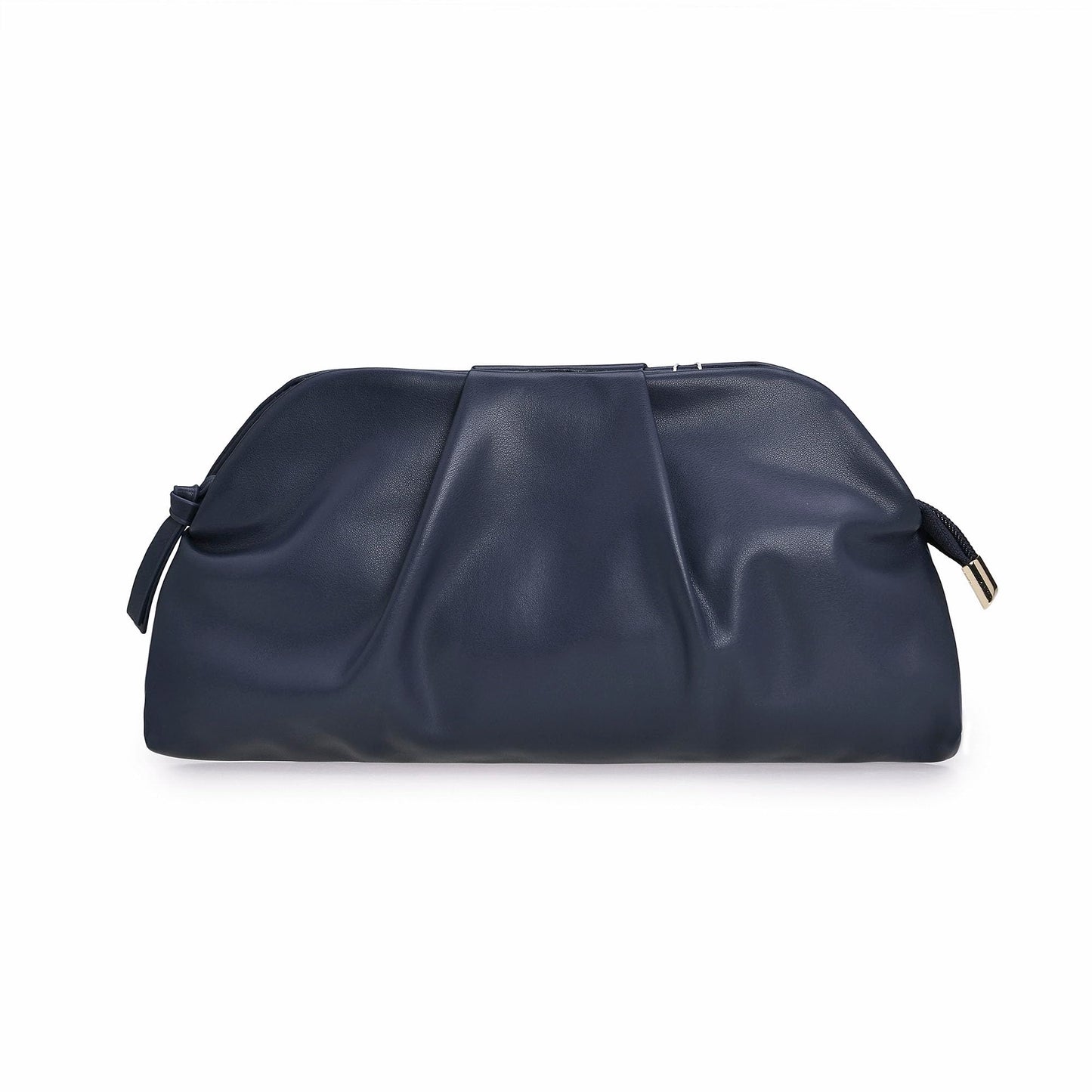 IXEBELLA Dressy PU Clutch Purse for Women Formal Soft Pleated Vegan Leather Evening Bag for Wedding/Prom/Cocktail Party (Navy)