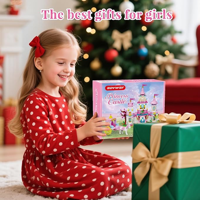 Princess Castle Building Blocks Set for Girls 6+ 634PCS Fairy Tale Dream Castle with Rotating Fountain &amp Movable Carriage Compatible with Lego Friends Gift for Kids Girls Princess Lovers