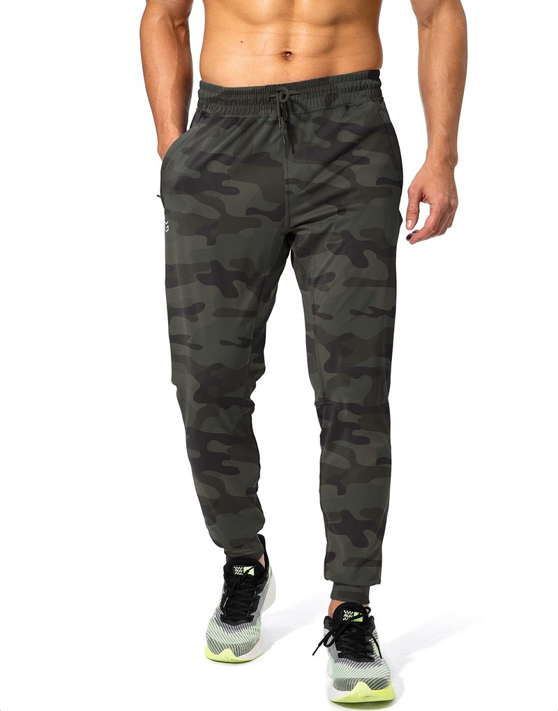 G Gradual Men's Sweatpants with Zipper Pockets Athletic Pants Traning Track Pants Joggers for Men Soccer, Running, Workout(Green Camo,XL)