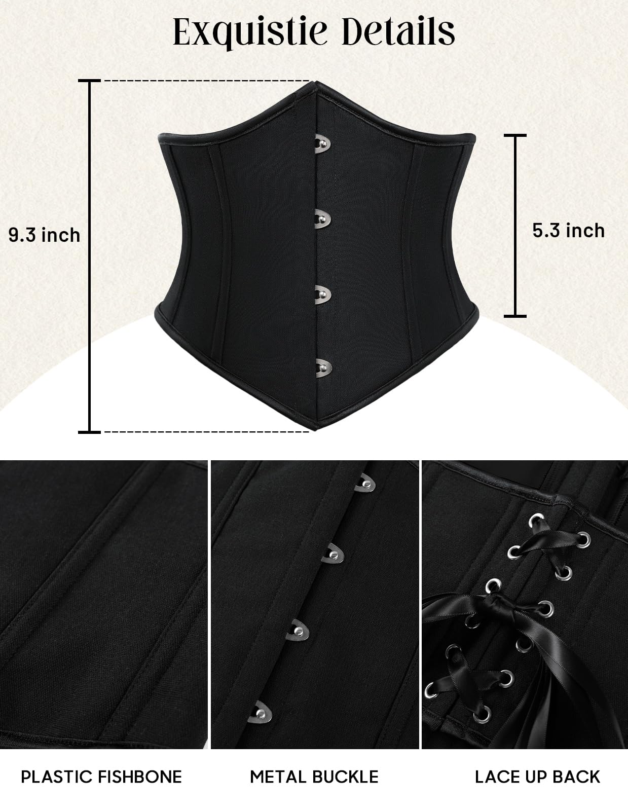 Scarlet Darkness Women Corset Belt Wide Waist Lace Up Pirate Accessories Belt Black Size 10