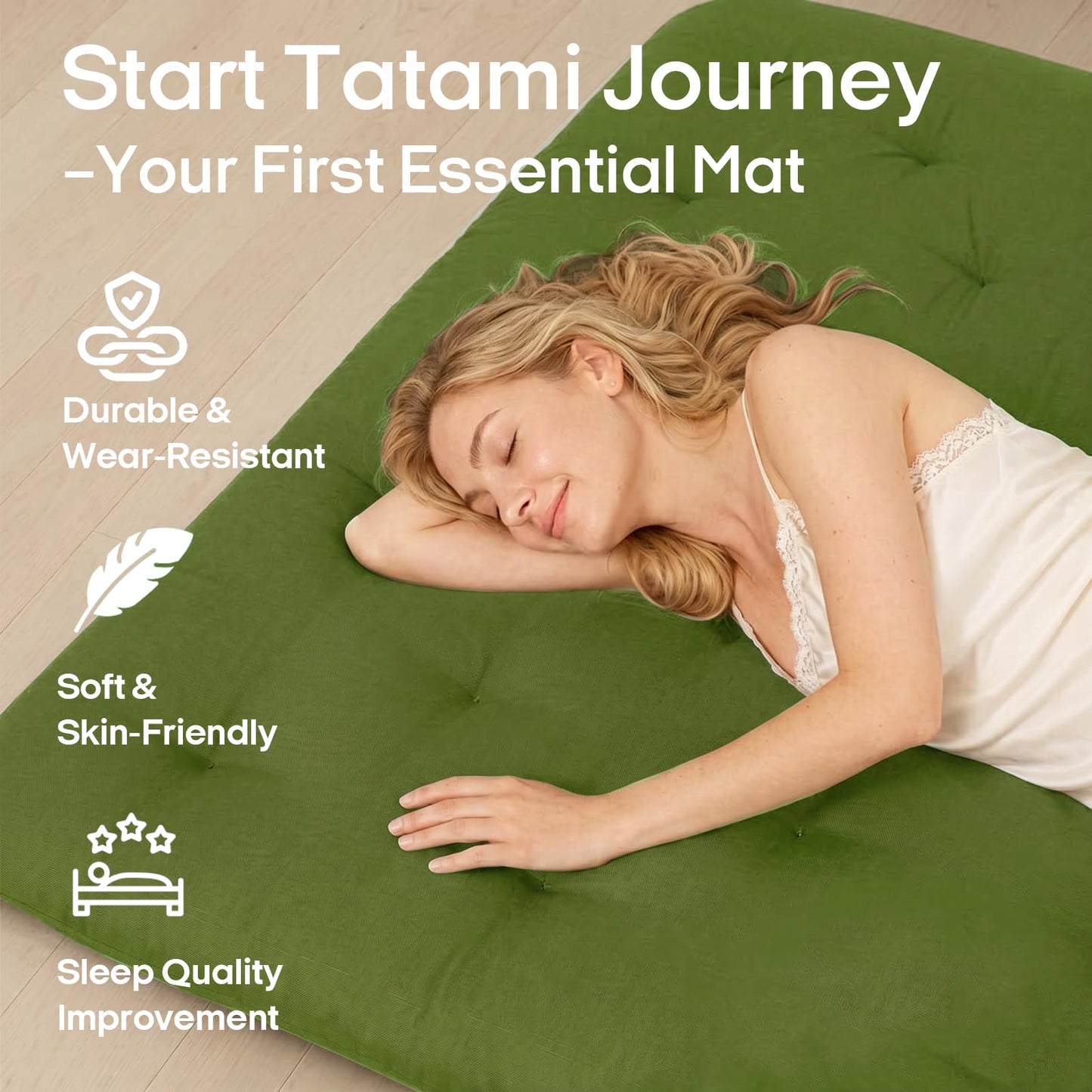 Syrinx Japanese Floor Futon Mattress Twin Size 75"x39", Thicken Foldable Lazy Floor Bed for Adults, Roll Up Lounger Tatami Sleeping Mat, Water Resistant Futon Tatami Mattresses for Home, Travel.