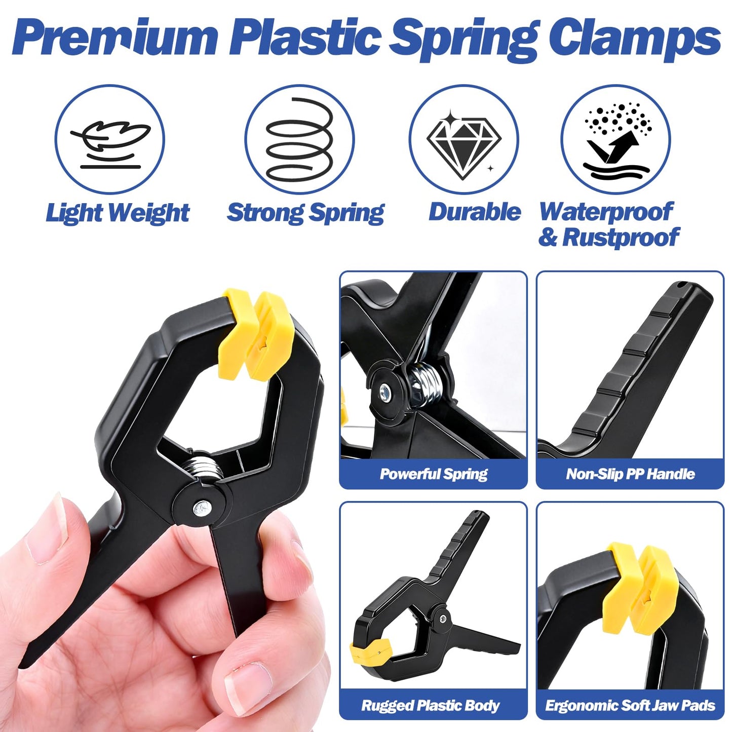 14 Pack Spring Clamps, Backdrop Clips, Balloon Arch Clips, 3.5 inch Heavy Duty Clip Plastic Small Spring Clip, Wood Clamps for Backdrop Stand, Crafts, Tarp, Woodworking, Pool Cover, Photography