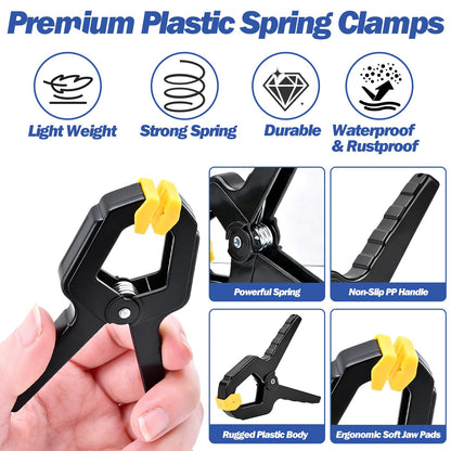 14 Pack Spring Clamps, Backdrop Clips, Balloon Arch Clips, 3.5 inch Heavy Duty Clip Plastic Small Spring Clip, Wood Clamps for Backdrop Stand, Crafts, Tarp, Woodworking, Pool Cover, Photography