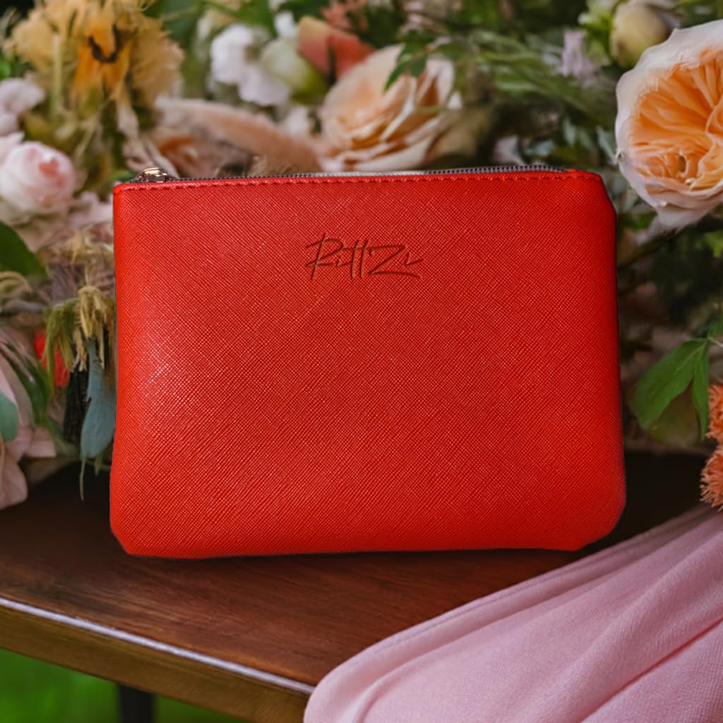 RITTZI Radiant Rouge Cosmetic Bag - Slim Makeup Organizer