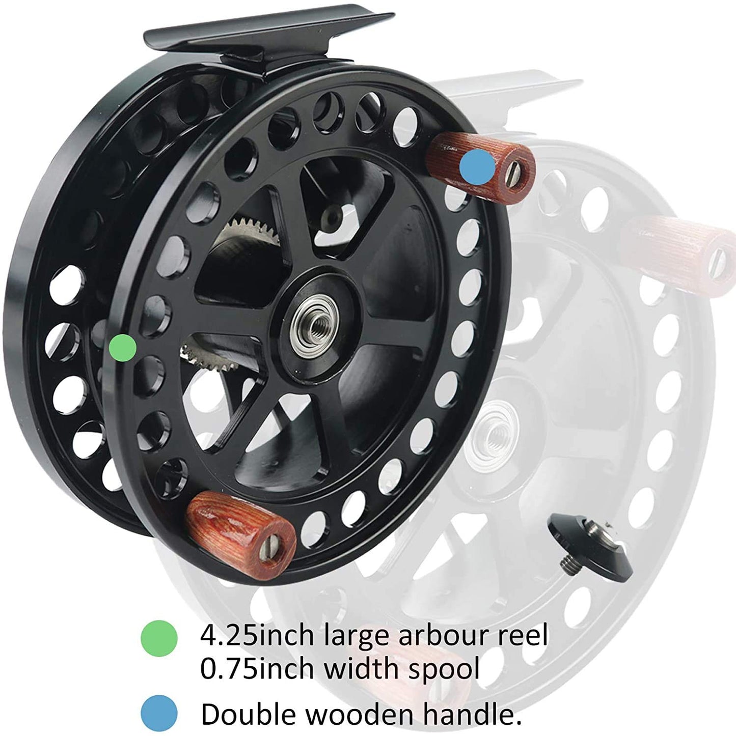 Maxcatch Center Pin Floating Fishing Reel Aluminum CNC Machined Centerpin Reel 4 1/2 INCH 110MM (Black)