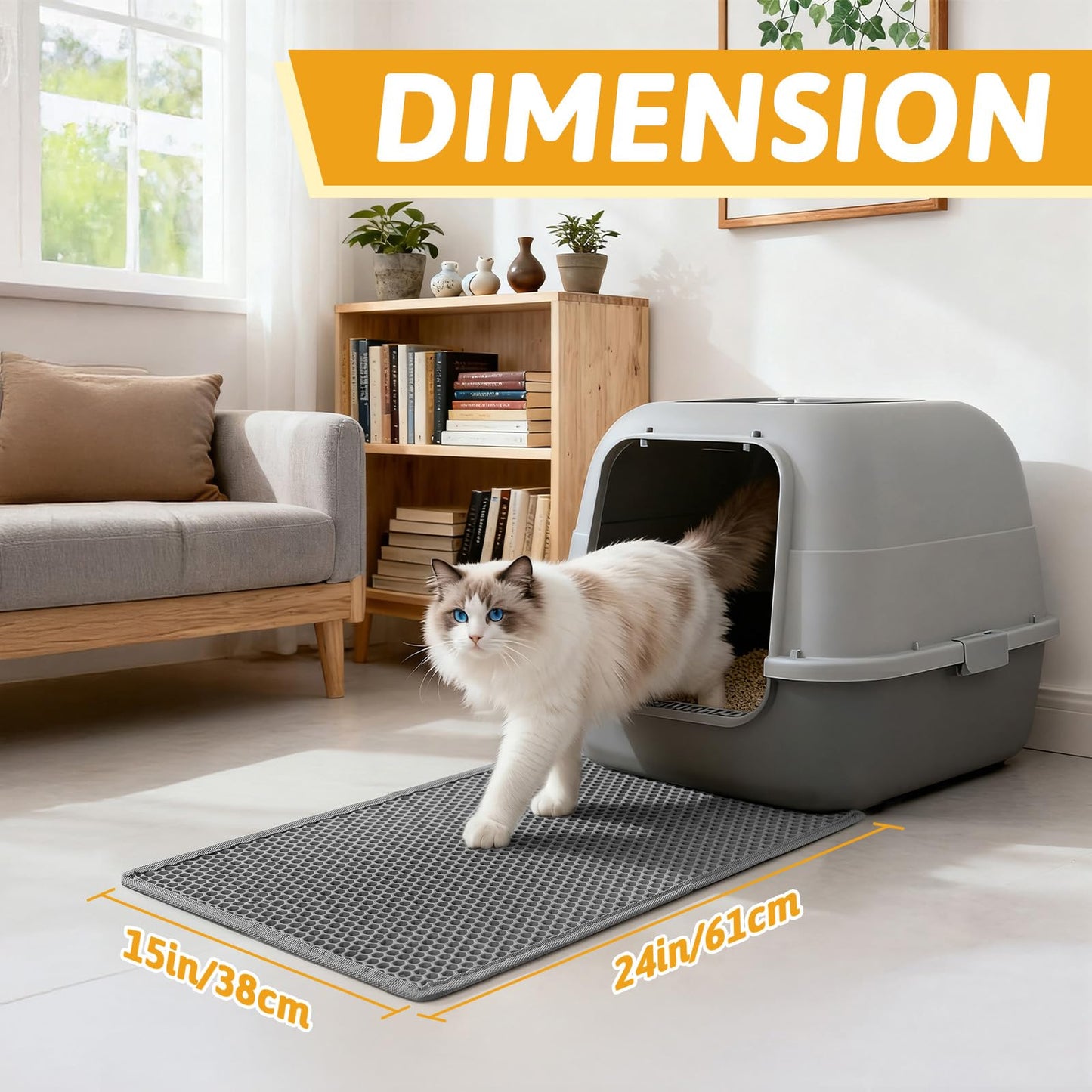 Pieviev Cat Litter Mat Double Layer Waterproof Urine Proof Trapping Mat 1 Pack (Gray, 24x15 Inch (Pack of 1))