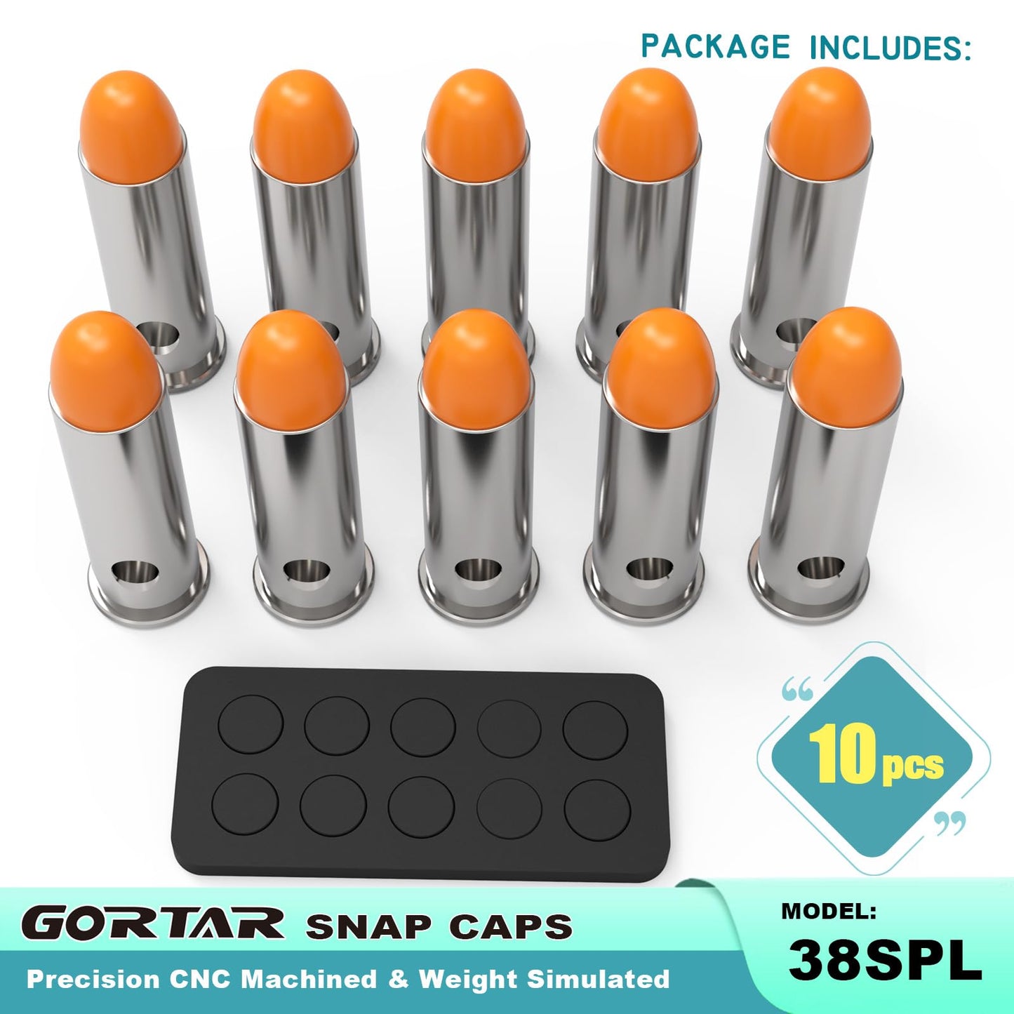 GORTAR 38SPL Snap Caps Training Dummy Rounds Practice Safe Loading Firing Close to Real Weight -10 Pcs