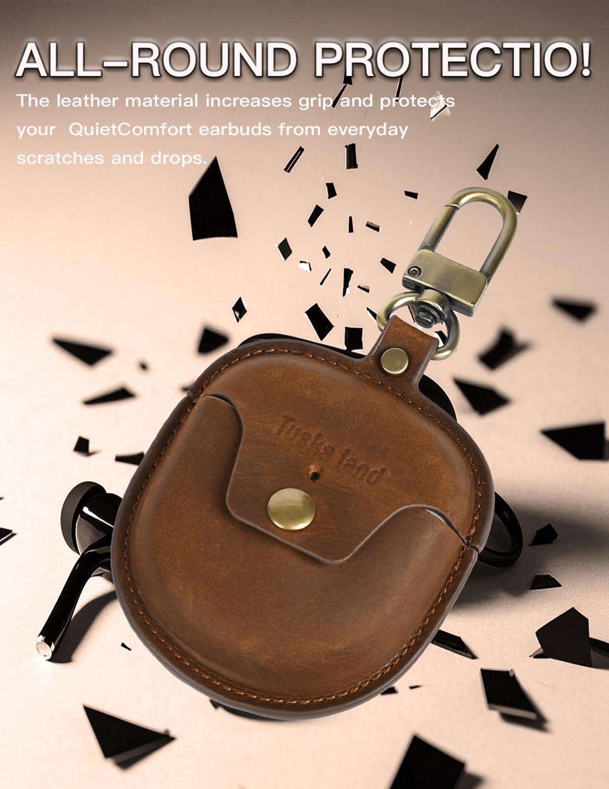 Tusks Land for Bose QuietComfort Ultra Case (2023) & for Bose QuietComfort Earbuds II (2022),Bluetooth Earphone Protective Cover Genuine Leather Earphone Case (Retro Coffee)