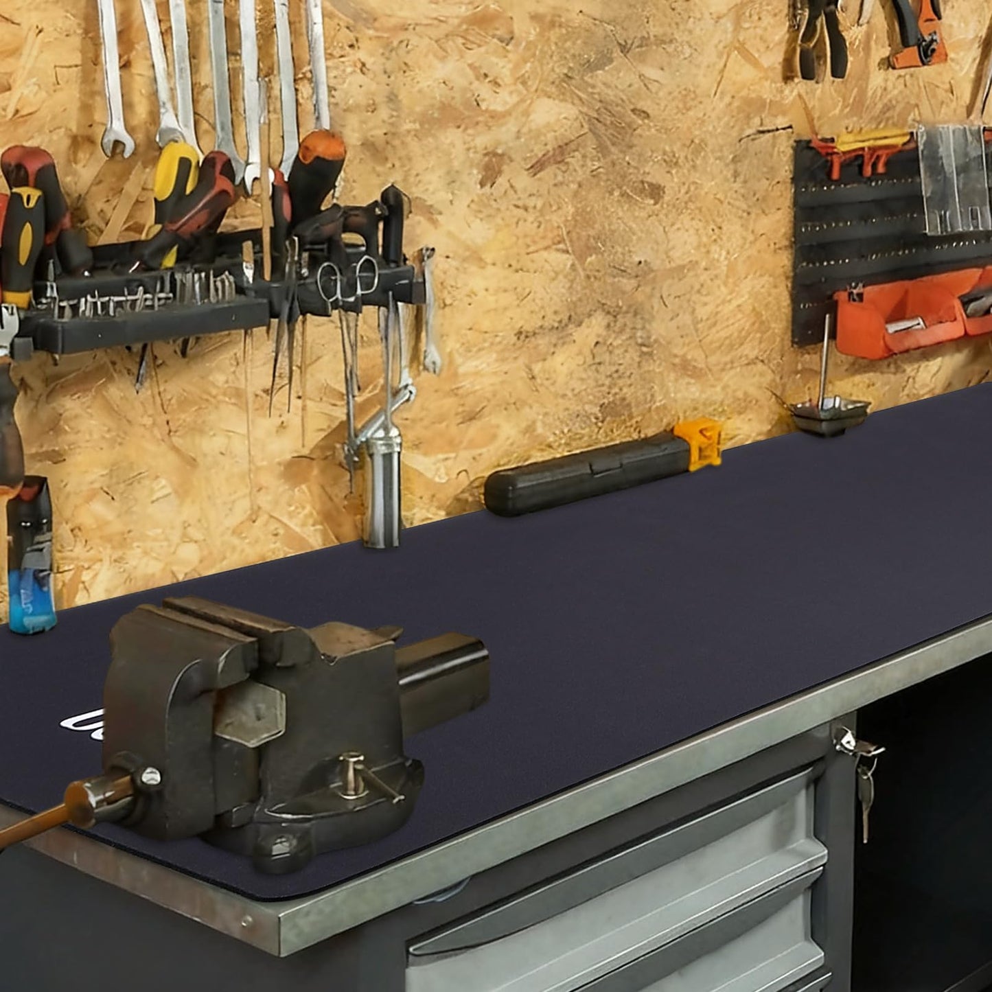Workbench Mat 48"x24", 0.16"(4mm) Thick Tool Mat, Tear-Resistant & Scratch-Resistant Work Pad with Silicone Strip Anti-Slip Base, Large Worktable Protector Pad for Woodworking/Crafting/Tool Protection