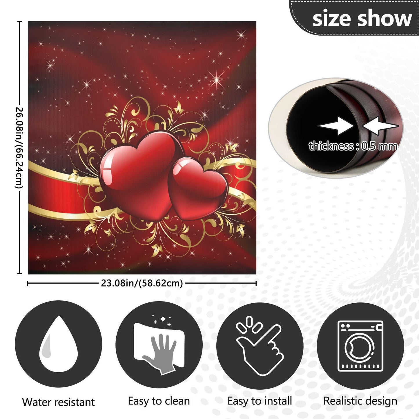 Kigai Valentine's Day Heart Dishwasher Magnet Cover, Kitchen Fridge Door Panel Magnet Sticker Appliance Wash Machine Magnet Cover 23 x 26 Inch