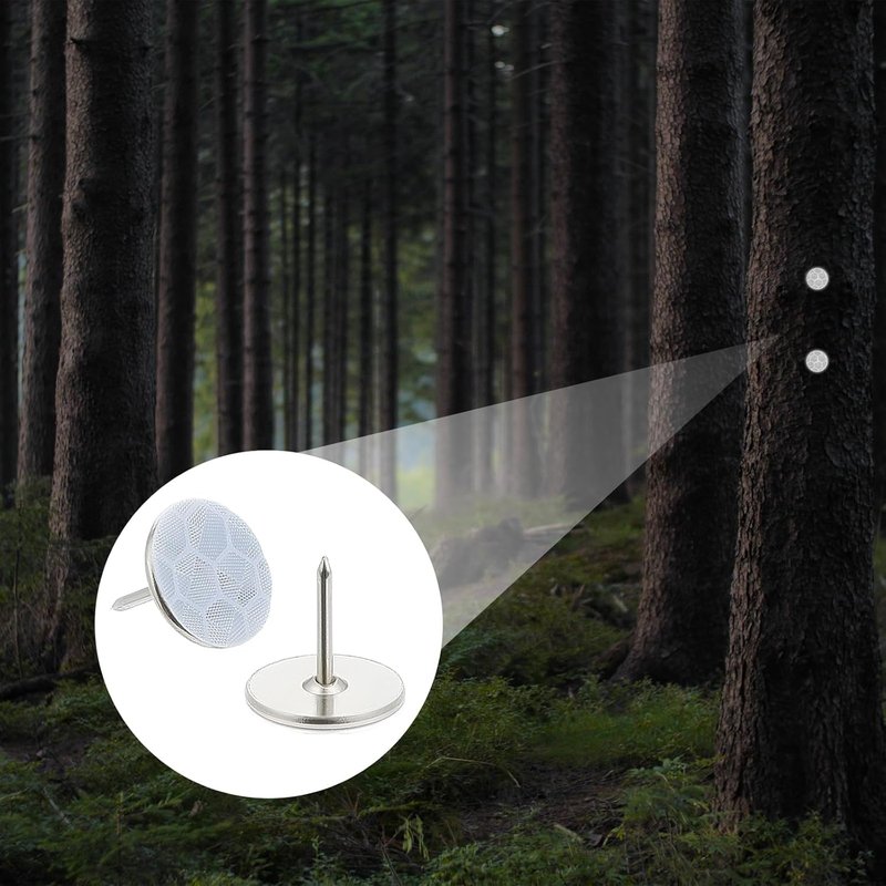 Reflective Trail Markers - 100pcs Glow Bright Eyes Metal Tacks for Hunting, Hiking & Camping | Storage Box Included