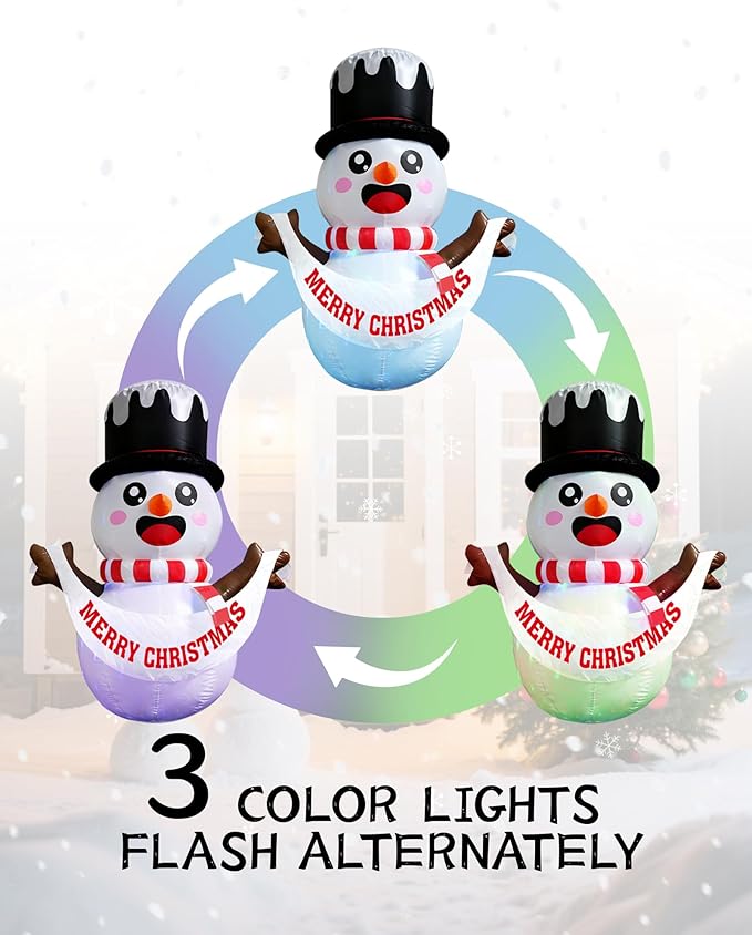 Christmas Inflatable Snowman, 5FT Window Decor Outdoor Indoor Blow Up, Build-in LED Xmas Yard Decor for Inflatable Outdoor Decoration(Christmas Inflatable Snowman)