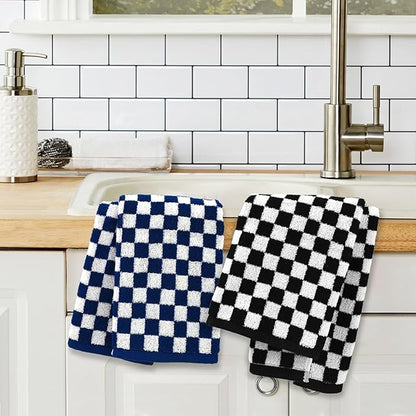 Jacquotha Hand Towels 4 Pack, Cotton Decorative Bathroom Hand Towel & Checkered