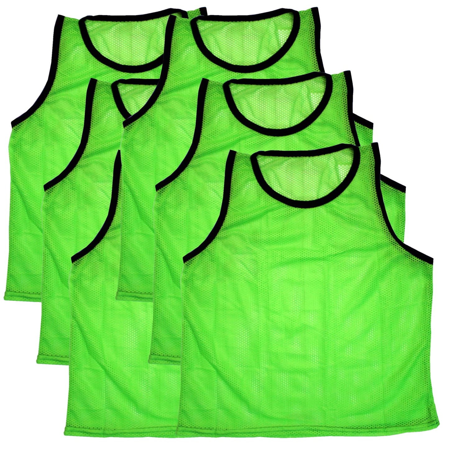 BlueDot Trading Boys 12 Pack Nylon Mesh Scrimmage Vests for Soccer, Football, Basketball, Lacrosse Team Practice Sports Training aids, Green, One Size US