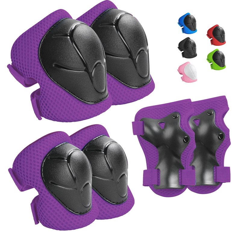 Kids Protective Gear Set Wemfg Knee Pads for Kids 3-8 Years Toddler Knee and Elbow Pads with Wrist Guards 3 in 1 for Skating Cycling Bike Rollerblading Scooter（Purple）