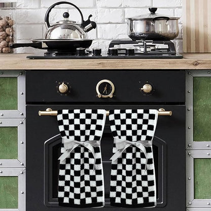 Jacquotha Black and White Hand Towels 4 Pack, Cotton Decorative Bathroom Hand