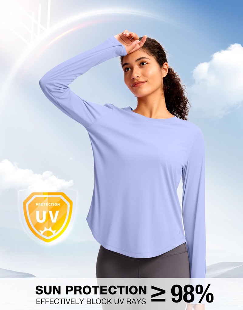 Soothfeel Women's UPF 50+ Sun Shirts Long Sleeve SPF UV Protection Rash Guard Lightweight Quick Dry Hiking Workout Tops Snow_blueXXXL