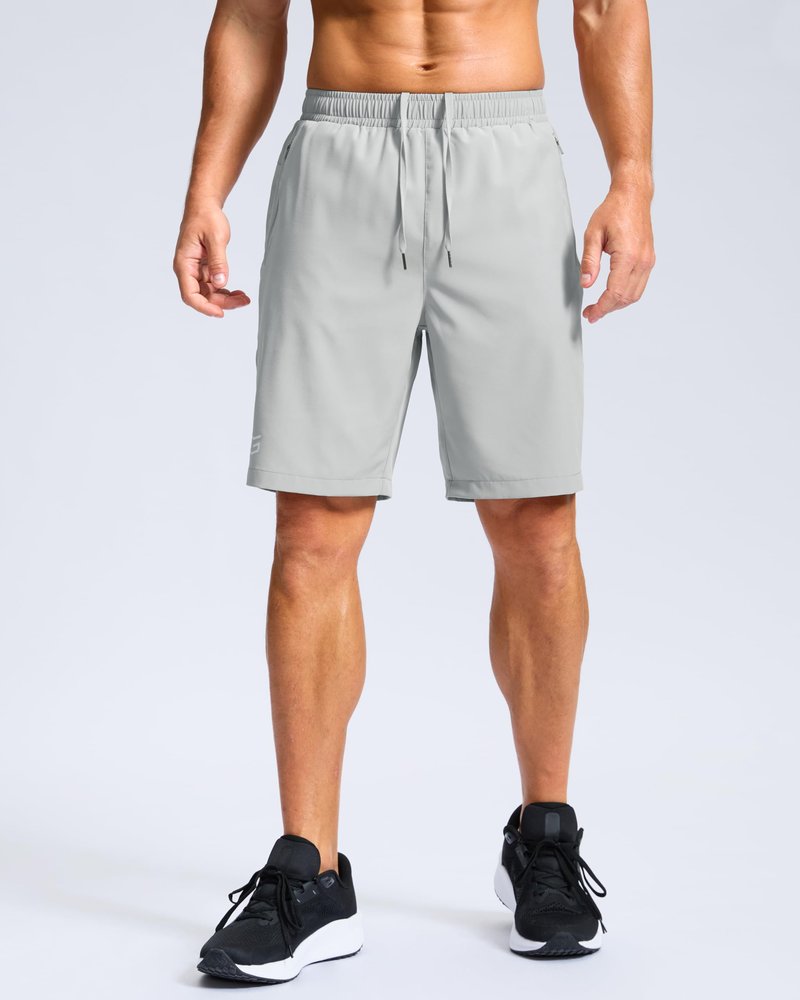 G Gradual Men's Athletic Running Shorts with Zipper Pockets Quick Dry 7"/ 5"/ 9" Workout Gym Shorts for Basketball Hiking(Platinum Grey,9XL)