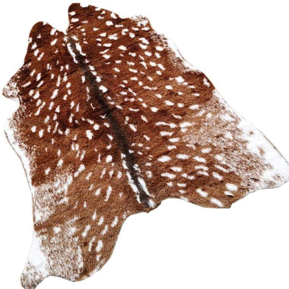 Faux Deer Rug Cowhide Rug Animal Rug Deer Print Faux Cow Hide Western Area Rug Sika Deer Animals Mat Carpet for Home Living Room 5x6ft
