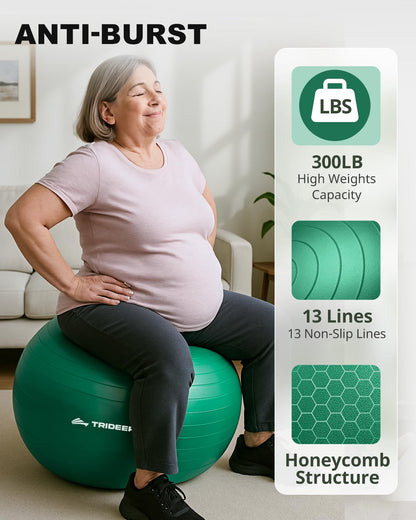 Trideer Exercise Ball for Physical Therapy & Workout - Swiss Ball for Core Strength & Balance