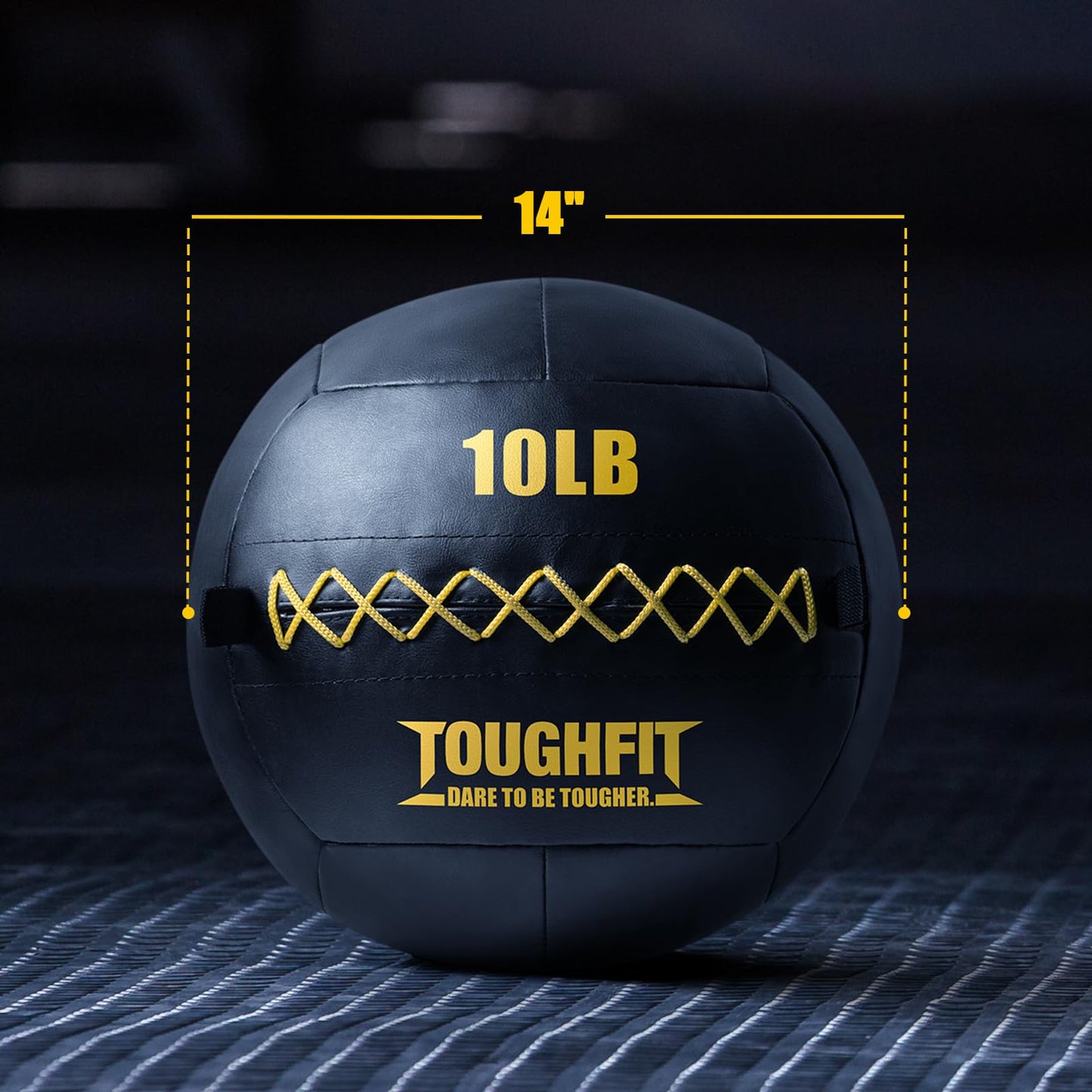 ToughFit Soft Wall Ball - Black Medicine Ball for Cardio Fitness Exercise - Weighted Med Ball for Strength and Conditioning Exercises, Cross Training Lunge, and Partner Toss (10LB)