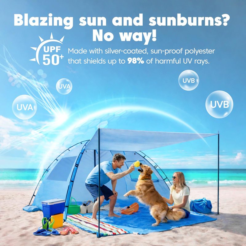 Purebox Beach Tent Sun Shelter - 2/3/4 Person UPF 50+ UV Protection Tents with Canopy, Easy Setup Lightweight Beach Shade Tent, Portable Beach Cabana Sun Shade Shelter